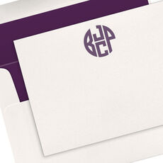 4 Initial Monogram Flat Note Cards - Letterpress