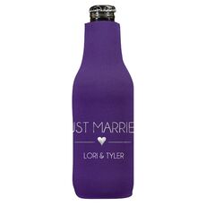 Just Married with Heart Bottle Koozie