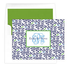 Blue and Green Vine Folded Note Cards