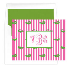 Alligator Pink Striped Folded Note Cards