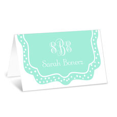 Mint Dotted Border Folded Enclosure Cards