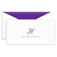 Classic Script Initial Folded Monarch Cards - Raised Ink