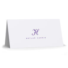 Classic Script Initial Folded Monarch Cards - Raised Ink