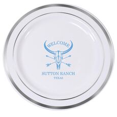 Longhorn Skull with Arrows Premium Banded Plastic Plates
