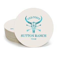 Longhorn Skull with Arrows Round Coasters