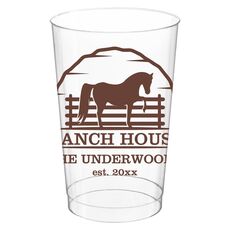 Horse Ranch House Clear Plastic Cups