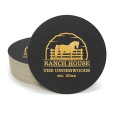Horse Ranch House Round Coasters