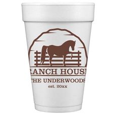 Horse Ranch House Styrofoam Cups