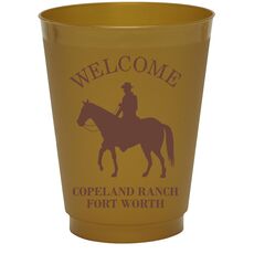 Cowboy with Horse Colored Shatterproof Cups