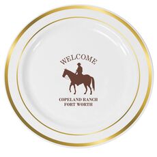 Cowboy with Horse Premium Banded Plastic Plates