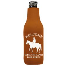 Cowboy with Horse Bottle Koozie