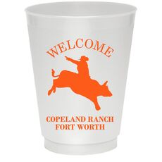 Bull Rider Silhouette Colored Shatterproof Cups