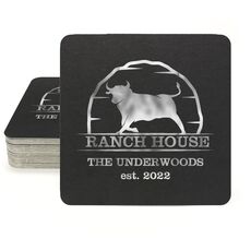 Bull Ranch House Square Coasters