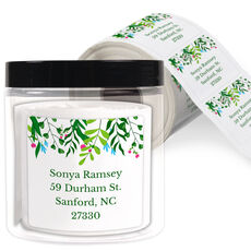 Greenery Square Address Labels in a Jar