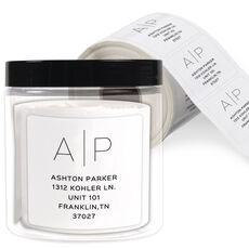 Duogram Square Address Labels in a Jar