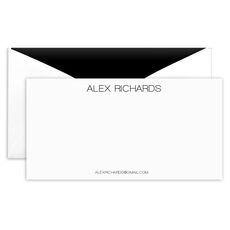 Modern Large Name Flat Monarch Cards - Raised Ink