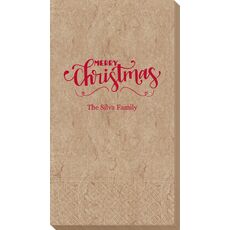 Hand Lettered Merry Christmas Scroll Bali Guest Towels