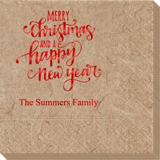 Hand Lettered Merry Christmas and Happy New Year Bali Napkins