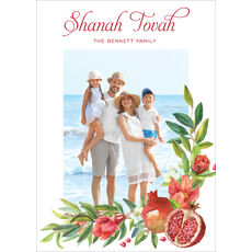 Watercolor Pomegranate Branches Photo Jewish New Year Cards