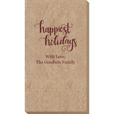 Hand Lettered Happiest Holidays Bali Guest Towels