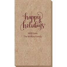 Hand Lettered Happy Holidays Bali Guest Towels