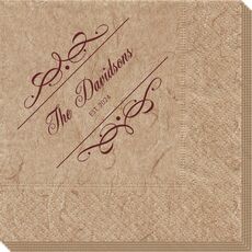 Royal Flourish Framed Names and Text Bali Napkins