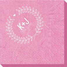 Laurel Wreath with Heart and Initials Bali Napkins