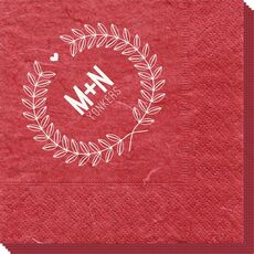 Laurel Wreath with Heart and Initials Bali Napkins