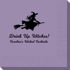 Witch On a Broom Silhouette Napkins