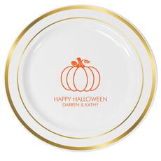 Pumpkin Silhouette Premium Banded Plastic Plates