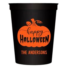 Happy Halloween Pumpkin Stadium Cups