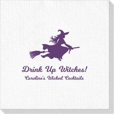 Witch On a Broom Silhouette Deville Napkins
