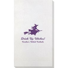 Witch On a Broom Silhouette Bamboo Luxe Guest Towels