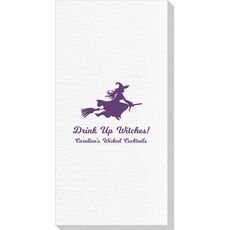 Witch On a Broom Silhouette Deville Guest Towels