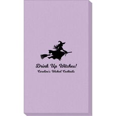 Witch On a Broom Silhouette Linen Like Guest Towels