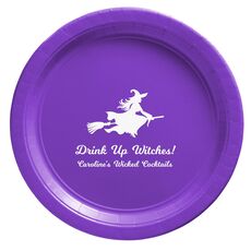Witch On a Broom Silhouette Paper Plates