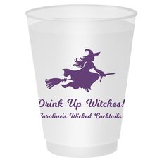 Witch On a Broom Silhouette Shatterproof Cups