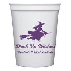 Witch On a Broom Silhouette Stadium Cups