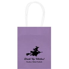 Witch On a Broom Silhouette Mini Twisted Handled Bags