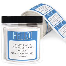 Cheerful Greetings Square Address Labels in a Jar