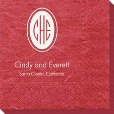 Outline Shaped Oval Monogram with Text Bali Napkins