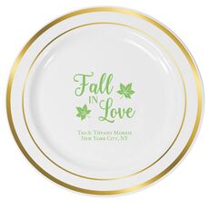 Big Autumn Fall In Love Premium Banded Plastic Plates