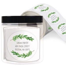 Two Sprigs Round Address Labels in a Jar