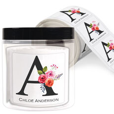 White Floral Bunch Initial Gift Stickers in a Jar