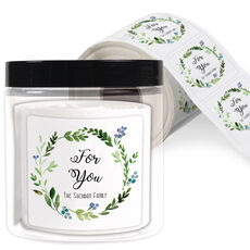 Green Wreath Square Gift Stickers in a Jar