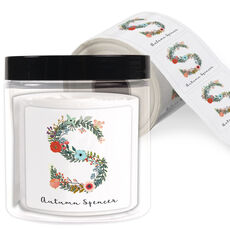 White Garden Initial Square Gift Stickers in a Jar