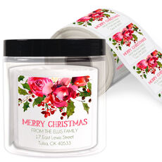 Holiday Bouquet Square Address Labels in a Jar