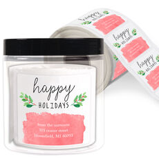 Holiday Sprigs Square Address Labels in a Jar