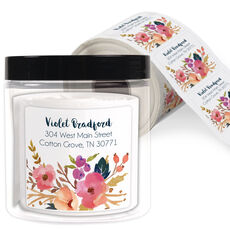 Fall Watercolor Peony Square Address Labels in a Jar
