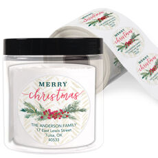 Berry Swag Round Address Labels in a Jar